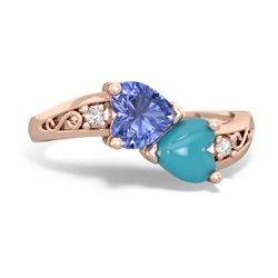 Tanzanite Snuggling Hearts 14K Rose Gold ring R2178