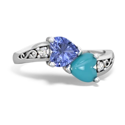 Tanzanite Snuggling Hearts 14K White Gold ring R2178