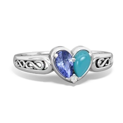 Tanzanite Filligree 'One Heart' 14K White Gold ring R5070