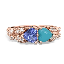 Tanzanite Diamond Butterflies 14K Rose Gold ring R5601