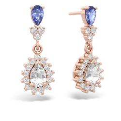 Tanzanite Halo Pear Dangle 14K Rose Gold earrings E1882