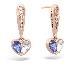 Tanzanite Filligree Heart 14K Rose Gold earrings E5070