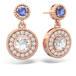 Tanzanite Halo Dangle 14K Rose Gold earrings E5319