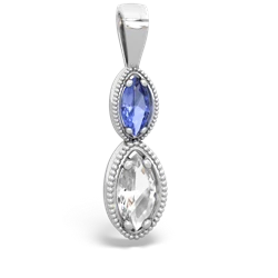 Tanzanite Antique-Style Halo 14K White Gold pendant P5700