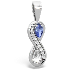 Tanzanite Diamond Infinity 14K White Gold pendant P5390