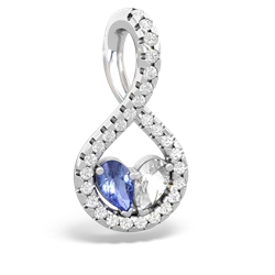 Tanzanite Pave Twist 'One Heart' 14K White Gold pendant P5360