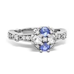 Tanzanite Sparkling Tiara Cluster 14K White Gold ring R26293RD