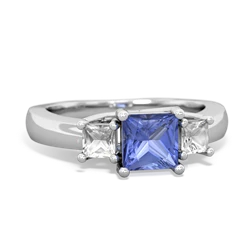 Tanzanite Three Stone Trellis 14K White Gold ring R4015