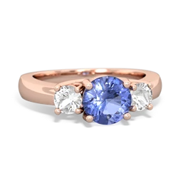 Tanzanite Three Stone Round Trellis 14K Rose Gold ring R4018