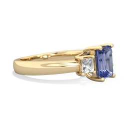 Tanzanite Three Stone Emerald-Cut Trellis 14K Yellow Gold ring R4021