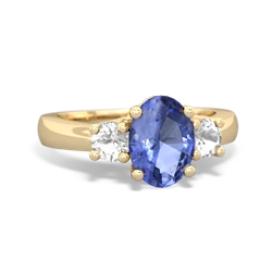 Tanzanite Three Stone Oval Trellis 14K Yellow Gold ring R4024