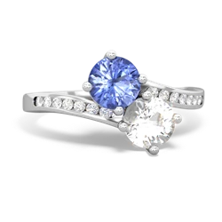 Tanzanite Channel Set Two Stone 14K White Gold ring R5303