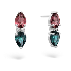 Pink Tourmaline Bowtie Drop 14K White Gold earrings E0865