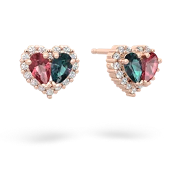 Pink Tourmaline Halo 14K Rose Gold earrings E7008