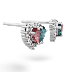 Pink Tourmaline Halo 14K White Gold earrings E7008