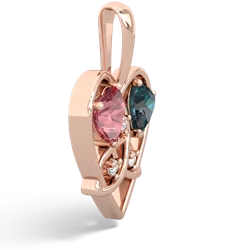 Pink Tourmaline Celtic Trinity Heart 14K Rose Gold pendant P5331