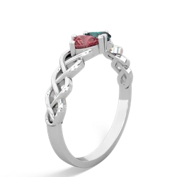 Pink Tourmaline Heart To Heart Braid 14K White Gold ring R5870