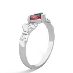 Pink Tourmaline 'Our Heart' Claddagh 14K White Gold ring R2388