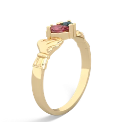 Pink Tourmaline 'Our Heart' Claddagh 14K Yellow Gold ring R2388