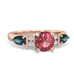 Pink Tourmaline 6Mm Round Eternal Embrace Engagement 14K Rose Gold ring R2005