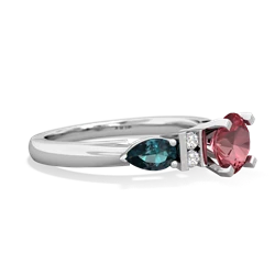 Pink Tourmaline 6Mm Round Eternal Embrace Engagement 14K White Gold ring R2005