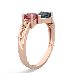 Pink Tourmaline Snuggling Hearts 14K Rose Gold ring R2178