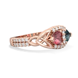 Pink Tourmaline Sparkling Celtic Knot 14K Rose Gold ring R2645