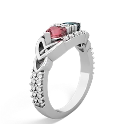 Pink Tourmaline Sparkling Celtic Knot 14K White Gold ring R2645