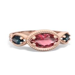 Pink Tourmaline Milgrain Marquise 14K Rose Gold ring R5700