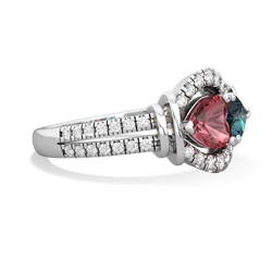 Pink Tourmaline Art-Deco Keepsake 14K White Gold ring R5630