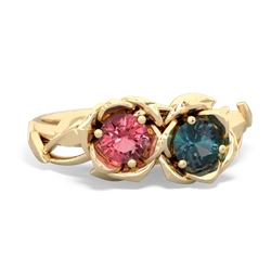 Pink Tourmaline Rose Garden 14K Yellow Gold ring R5510