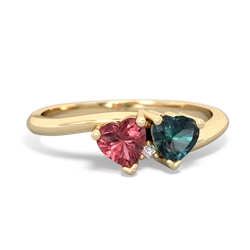 Pink Tourmaline Sweethearts 14K Yellow Gold ring R5260