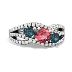 Pink Tourmaline Three Stone Aurora 14K White Gold ring R3080