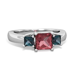 Pink Tourmaline Three Stone Trellis 14K White Gold ring R4015