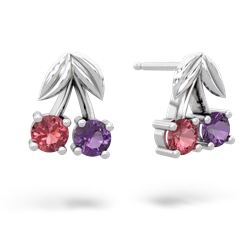 Pink Tourmaline Sweet Cherries 14K White Gold earrings E7001