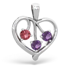 Pink Tourmaline Glowing Heart 14K White Gold pendant P2233