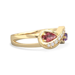 Pink Tourmaline Diamond Infinity 14K Yellow Gold ring R5390