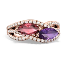 Pink Tourmaline Diamond Rivers 14K Rose Gold ring R3070