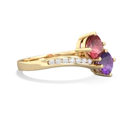 Pink Tourmaline Channel Set Two Stone 14K Yellow Gold ring R5303