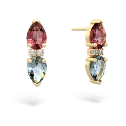 Pink Tourmaline Bowtie Drop 14K Yellow Gold earrings E0865