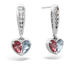 Pink Tourmaline Filligree Heart 14K White Gold earrings E5070