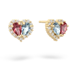 Pink Tourmaline Halo 14K Yellow Gold earrings E7008