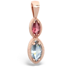 Pink Tourmaline Antique-Style Halo 14K Rose Gold pendant P5700