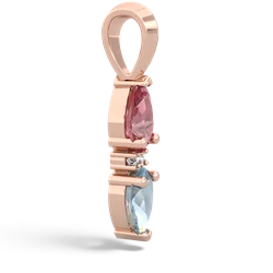 Pink Tourmaline Bowtie Drop 14K Rose Gold pendant P0865