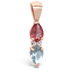 Pink Tourmaline Bowtie Drop 14K Rose Gold pendant P0865