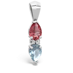 Pink Tourmaline Bowtie Drop 14K White Gold pendant P0865