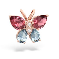 Pink Tourmaline Butterfly 14K Rose Gold pendant P2215