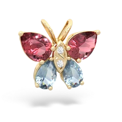 Pink Tourmaline Butterfly 14K Yellow Gold pendant P2215