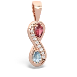 Pink Tourmaline Diamond Infinity 14K Rose Gold pendant P5390