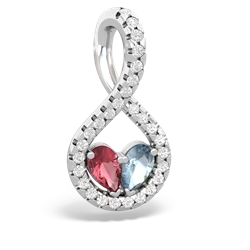 Pink Tourmaline Pave Twist 'One Heart' 14K White Gold pendant P5360